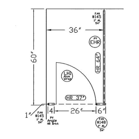 Metpar Corp Polymer Complete In-Corner Compartment 36" Wide - Gray PYIC1GD